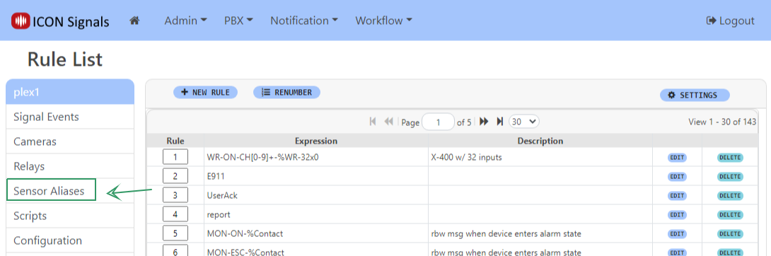 Rule List Aliases Link