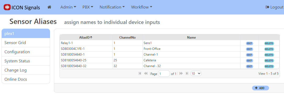 Sensor Alias in List