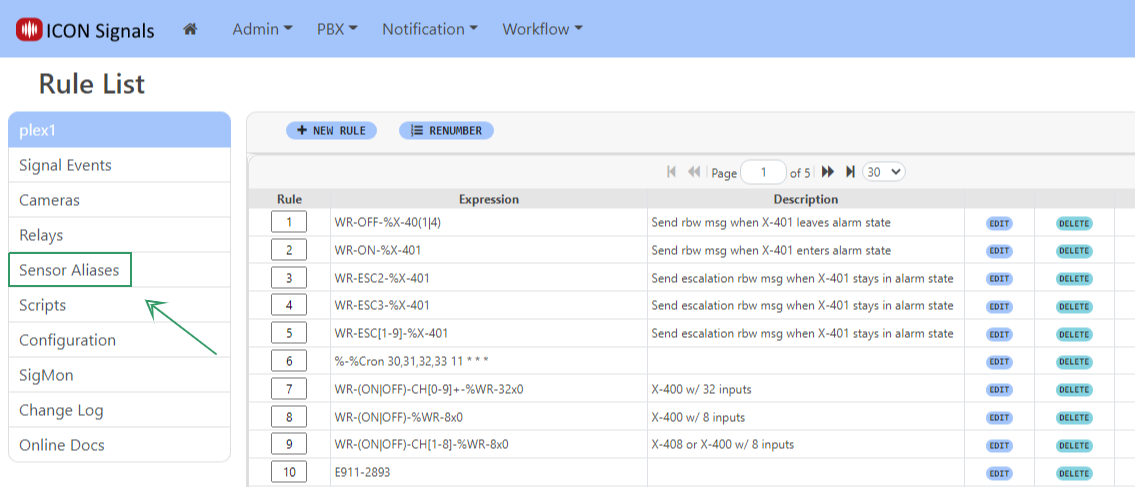 Rule List Aliases Link